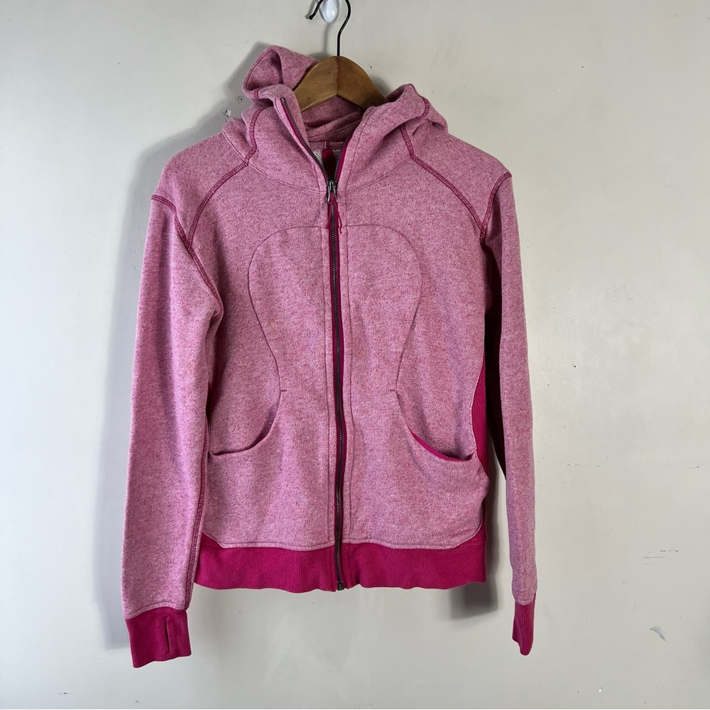 Lululemon Women’s Scuba Pink Full Zip Up Hoodie Jacket Sweater Size 6 Thumbholes